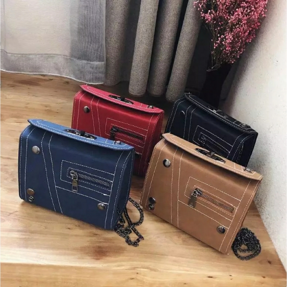 🧡IN STOCK 🧡Blue Square Flap Mini Handbag - Picture 3 of 8